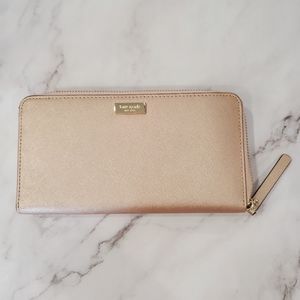 Gently Used Kate Spade Neda Laurel Way Rosegold continental long wallet